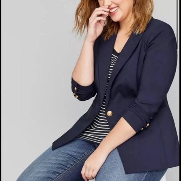 Lane Bryant Size 28 "The Bryant Blazer" Navy Blue - Picture 1 of 14